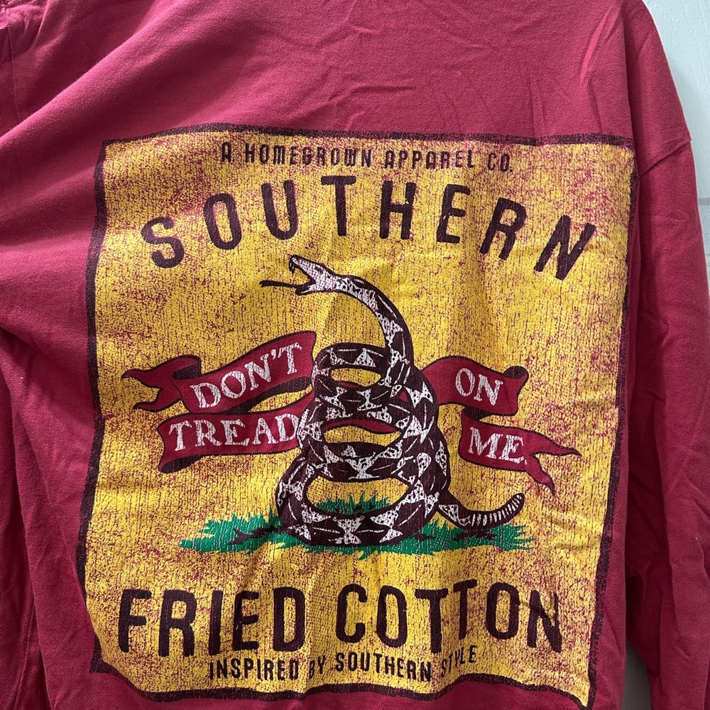 Southern Fried Cotton Men's Rich Red Long Sleeve Tee